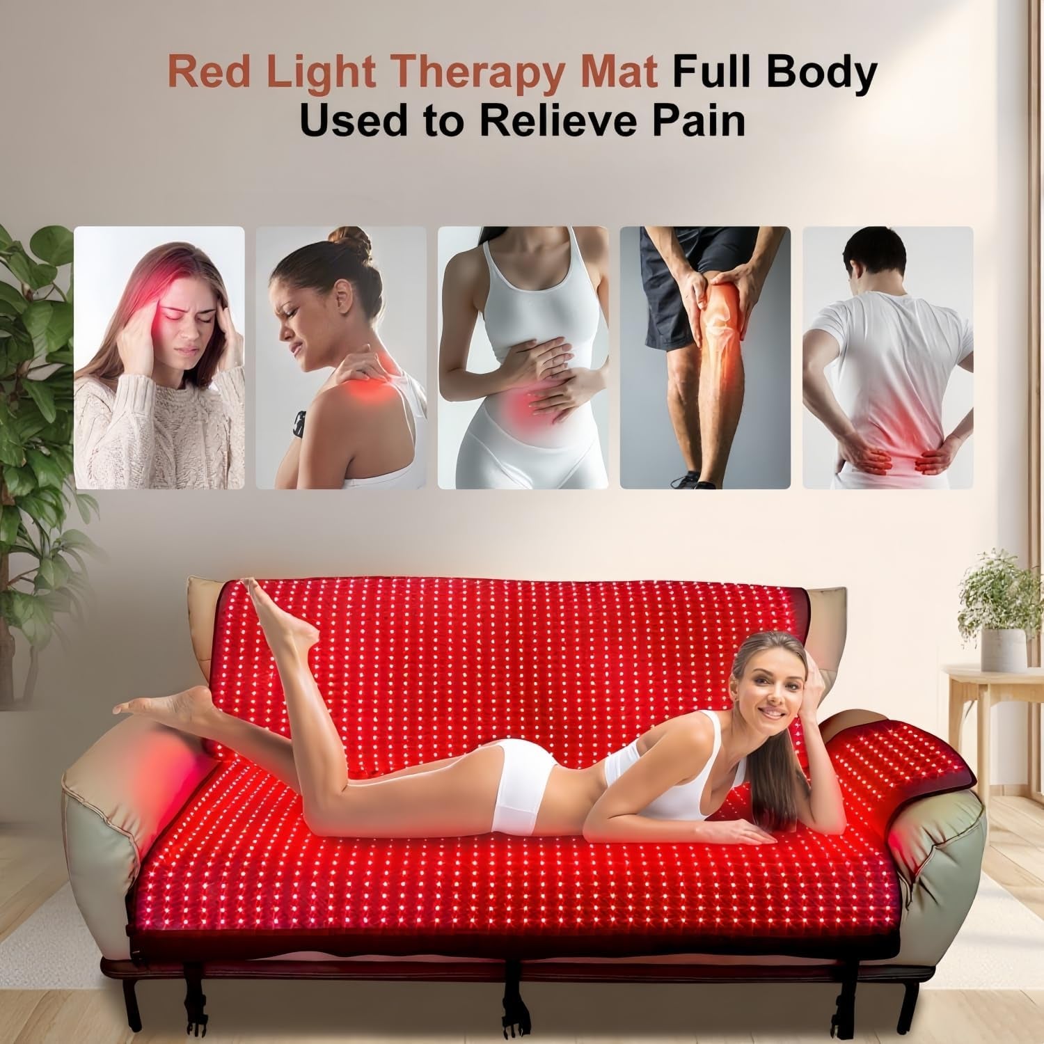 2026 Upgraded Dual Wavelength LED Beads 660Nm&850Nm Red Light Therapy Mat Full Body, Used to Face and Body Pain Relief Skin Health Personal Care for Women Men, 75" X 35'' (Black)