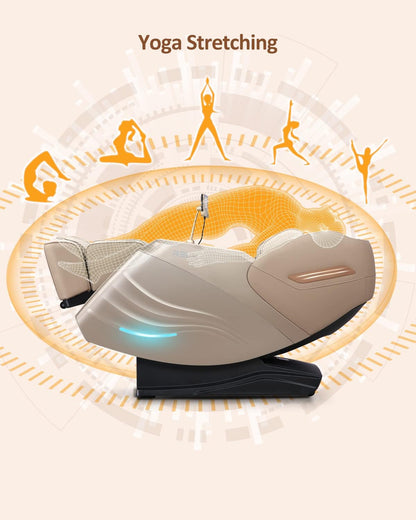 Massage Chair Full Body, 20 Modes Zero Gravity Sl-Track Shiatsu Massage Chair Built-In Heat System, Airbag Massage with Body Scan, Deep Yoga Stretch, Calfrest Extension and AI Control(Cream)