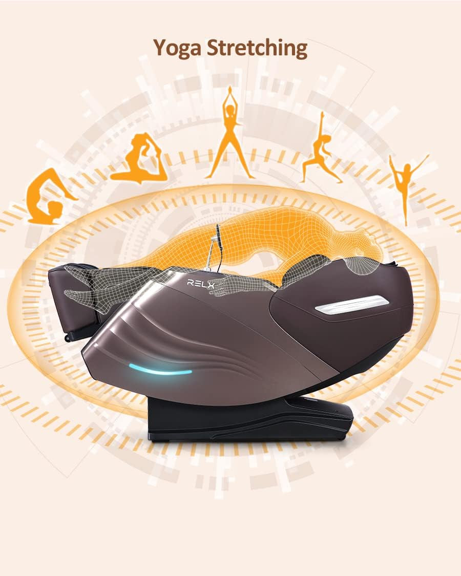 Massage Chair Full Body, 20 Modes Zero Gravity Sl-Track Shiatsu Massage Chair Built-In Heat System, Airbag Massage with Body Scan, Deep Yoga Stretch, Calfrest Extension and AI Control(Brown)