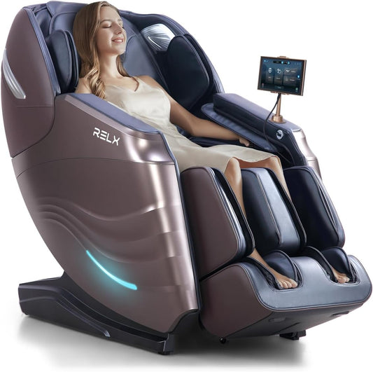 Massage Chair Full Body, 20 Modes Zero Gravity Sl-Track Shiatsu Massage Chair Built-In Heat System, Airbag Massage with Body Scan, Deep Yoga Stretch, Calfrest Extension and AI Control(Brown)