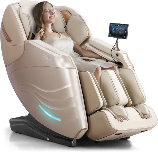 Massage Chair Full Body, 20 Modes Zero Gravity Sl-Track Shiatsu Massage Chair Built-In Heat System, Airbag Massage with Body Scan, Deep Yoga Stretch, Calfrest Extension and AI Control(Cream)